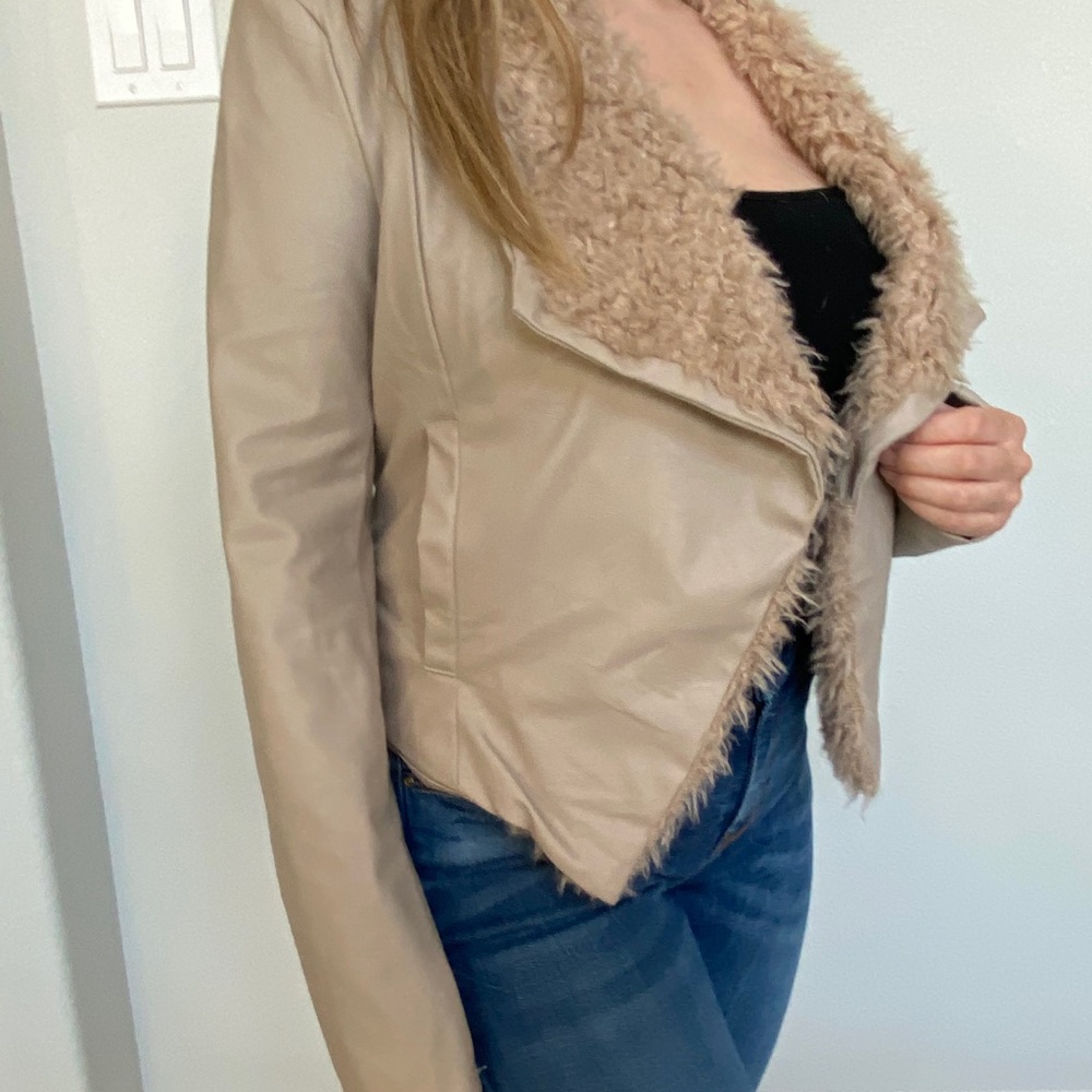 Tan color faux leather jacket